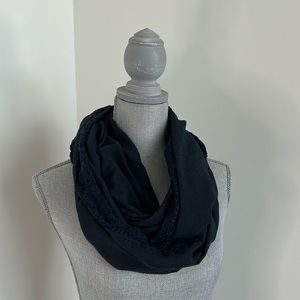 Hollister Infinity Scarf in Navy with Lace Trim